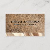 bruin leder | Gouden stof trim Visitekaartje (Voorkant)