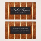 Bruin leder | Goudstrips Visitekaartje (Voorkant /achterkant)