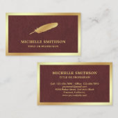 Bruin leder goudvet  dop visitekaartje (Voorkant / Achterkant)