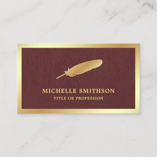 Bruin leder goudvet  dop visitekaartje (Voorkant)