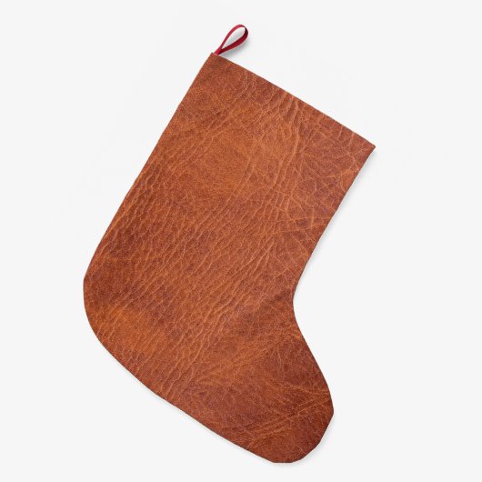 Bruin leder grote kerstsok (Voorkant (Hangend))