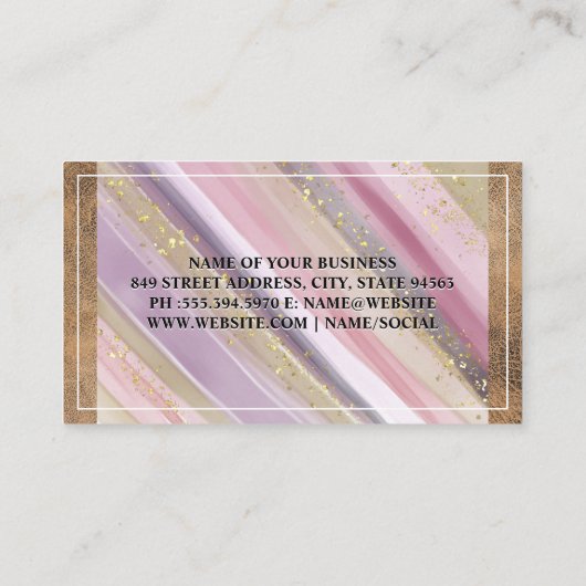 Bruin leder | Handgeverfde goudvlokken Visitekaartje (Achterkant)