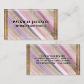 Bruin leder | Handgeverfde goudvlokken Visitekaartje (Voorkant / Achterkant)