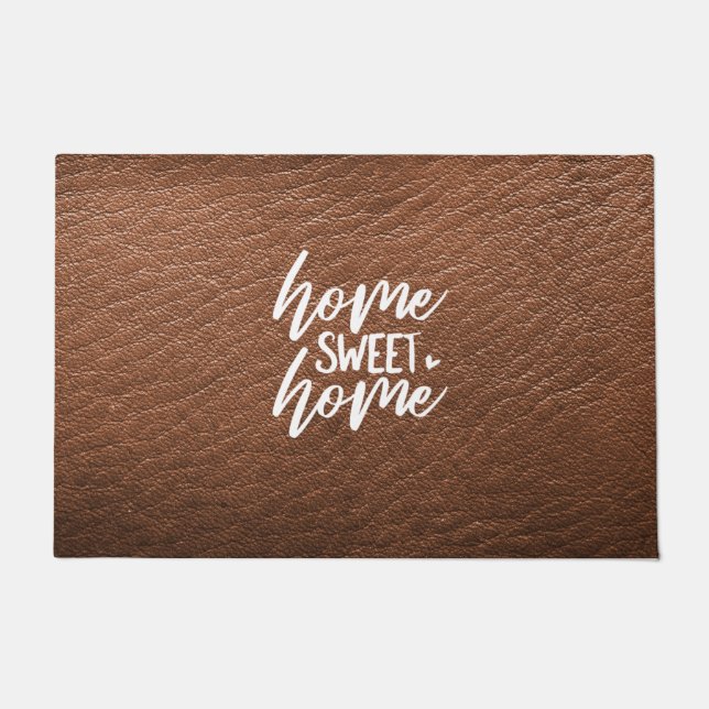 Bruin leder | Home Sweet Home Deurmat (Voorkant)