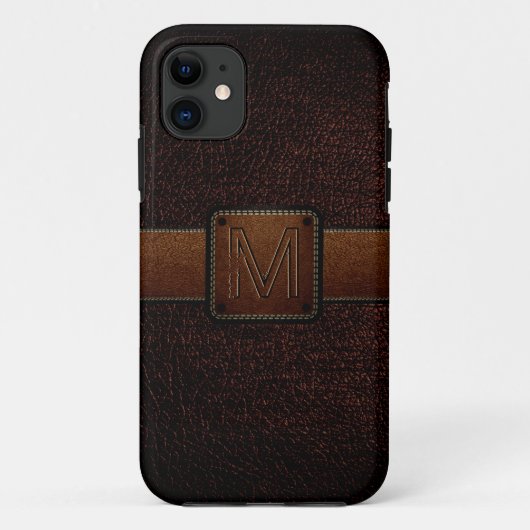 Bruin leder Kijk bruin Label Case-Mate iPhone Case (Achterkant)