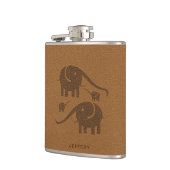 Bruin leder Kijk elefant Illustratie Heupfles (Links)