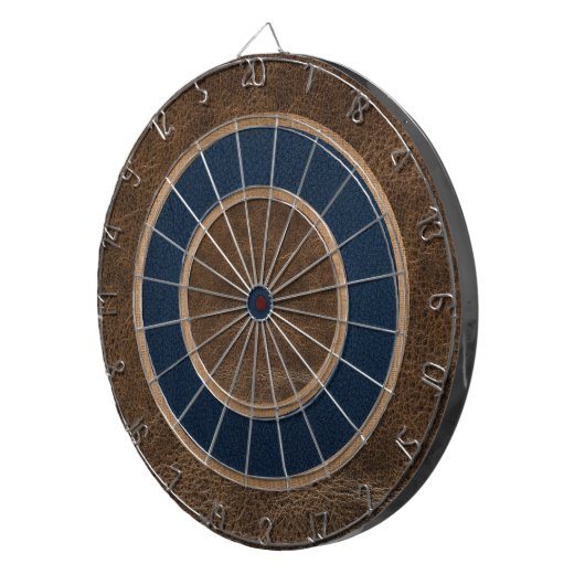 Bruin leder, kunstbord dartbord (Voorkant Rechts)