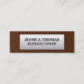 Bruin leder | Lederetiket met opschrift Mini Visitekaartje (Voorkant)