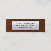 Bruin leder | Lederetiket met opschrift Mini Visitekaartje (Achterkant)