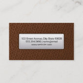 Bruin leder | Lederetiket met opschrift Visitekaartje (Achterkant)