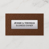 Bruin leder | Lederetiket met opschrift Visitekaartje (Voorkant)