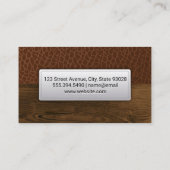 Bruin leder | Leren gestikte label houtnerf (Achterkant)