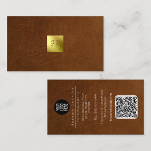 Bruin Leder Luxe Branding Gouden folie Visitekaartje