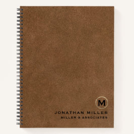 Bruin leder Luxe Initiaal Logo Notitieboek
