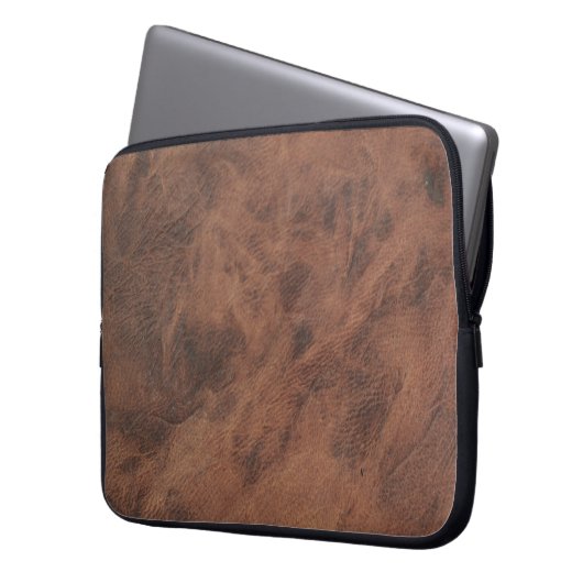 Bruin leder- Masculine Rustige huid Laptop Sleeve (Voorkant Links)