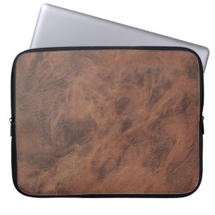 Bruin leder- Masculine Rustige huid Laptop Sleeve