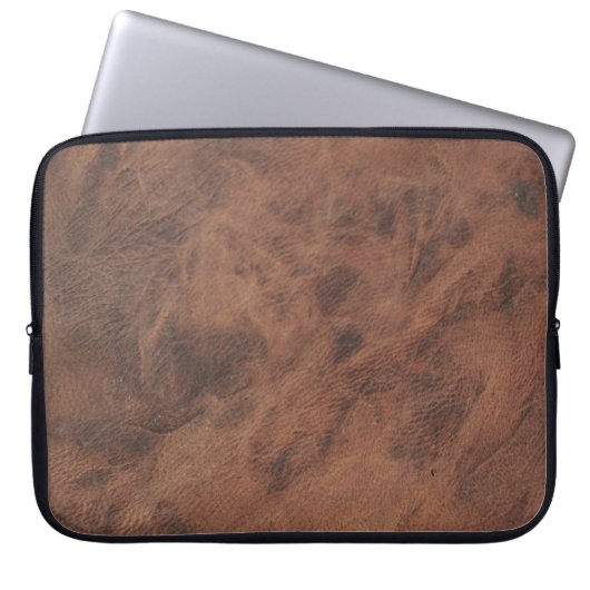 Bruin leder- Masculine Rustige huid Laptop Sleeve (Voorkant)