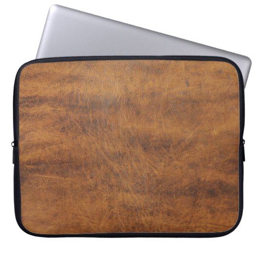 Bruin leder- Masculine Rustige huid Laptop Sleeve (Voorkant)