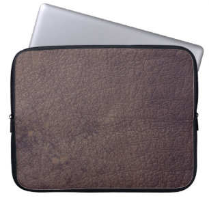 Bruin leder- Masculine Rustige huid Laptop Sleeve