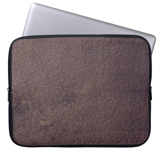 Bruin leder- Masculine Rustige huid Laptop Sleeve (Voorkant)