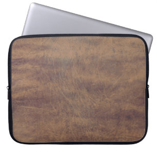 Bruin leder- Masculine Rustige huid Laptop Sleeve