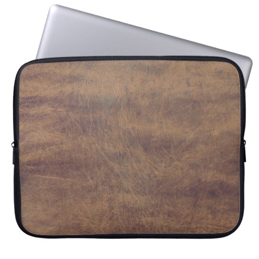Bruin leder- Masculine Rustige huid Laptop Sleeve (Voorkant)
