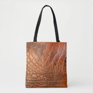 Bruin leder met een patroon in de vorm van een sch tote bag