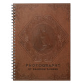 Bruin  leder met ingegraven paardenkop notitieboek (Voorkant)