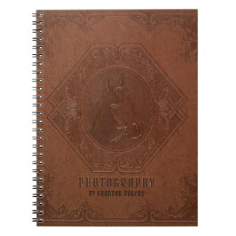 bruin leder met ingegraven paardenkop notitieboek