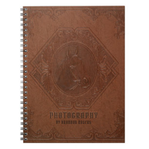  bruin leder met ingegraven paardenkop notitieboek