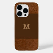 Bruin leder met klassieke monogram Case-Mate iPhone case (Achterkant)