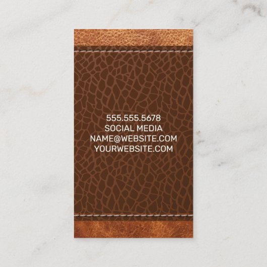 Bruin leder met ondergrond afsprakenkaartje (Achterkant)