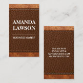 Bruin leder met ondergrond afsprakenkaartje (Voorkant / Achterkant)