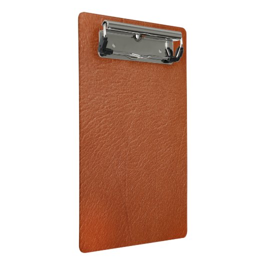 Bruin leder mini klembord (Schuin)