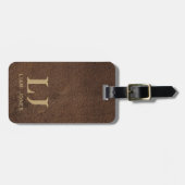 Bruin Leder Monogrammed Mannelijk  Bagagelabel (Voorkant horizontaal)