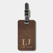 Bruin Leder Monogrammed Mannelijk  Bagagelabel (Voorkant verticaal)