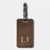 Bruin Leder Monogrammed Mannelijk  Bagagelabel (Achterkant verticaal)