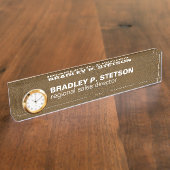 Bruin leder naambordje (Zijkant)