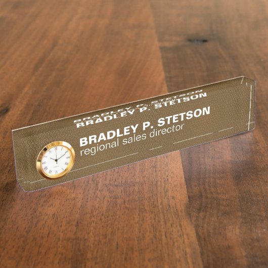 Bruin leder naambordje (Zijkant)