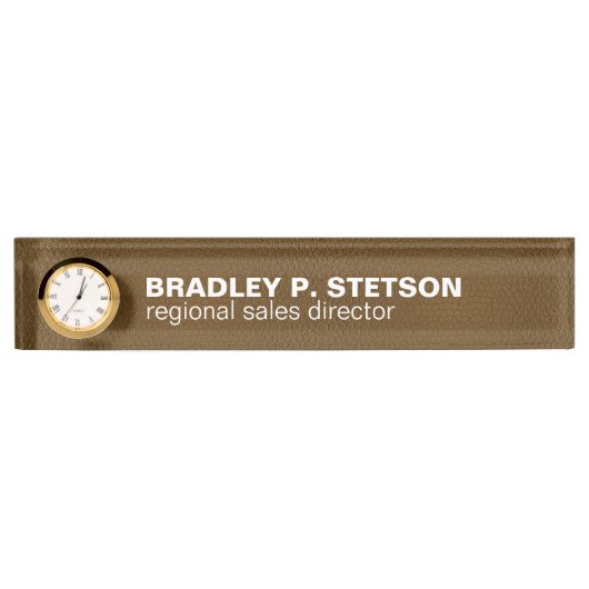 Bruin leder naambordje (Voorkant)