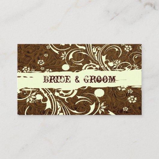 Bruin leder plaatskaartje (Voorkant)