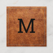  bruin leder | Rechthoekige grens Vierkante Visitekaartje (Voorkant)