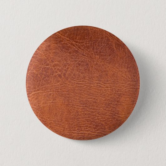 Bruin leder ronde button 5,7 cm (Voorkant)