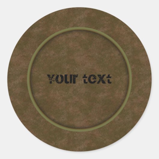 Bruin leder ronde sticker (Voorkant)