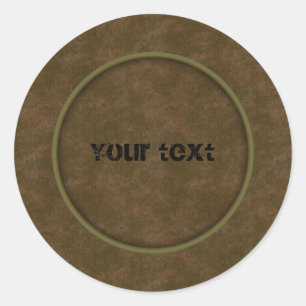 Bruin leder ronde sticker