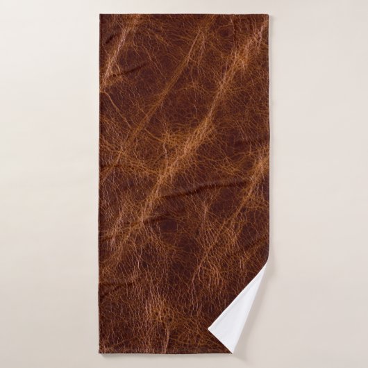 Bruin leder textureleder, textuur, abstract, acce badhanddoek (Badhanddoek)
