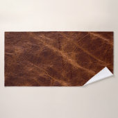 Bruin leder textureleder, textuur, abstract, acce badhanddoek (Badhanddoek)