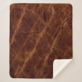 Bruin leder textureleder, textuur, abstract, acce sherpa deken (Voorkant)