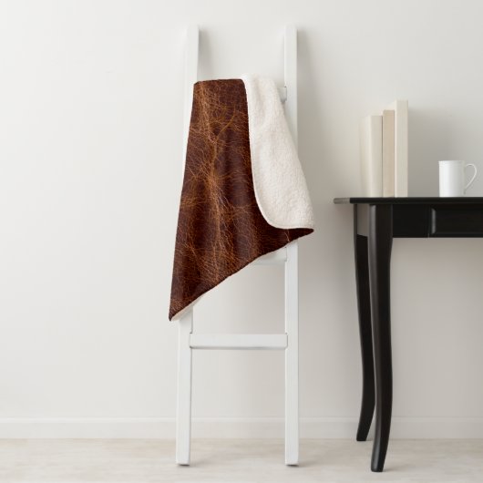 Bruin leder textureleder, textuur, abstract, acce sherpa deken (In situ)