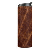 Bruin leder textureleder, textuur, abstract, acce thermosbeker (Gedraaid links)